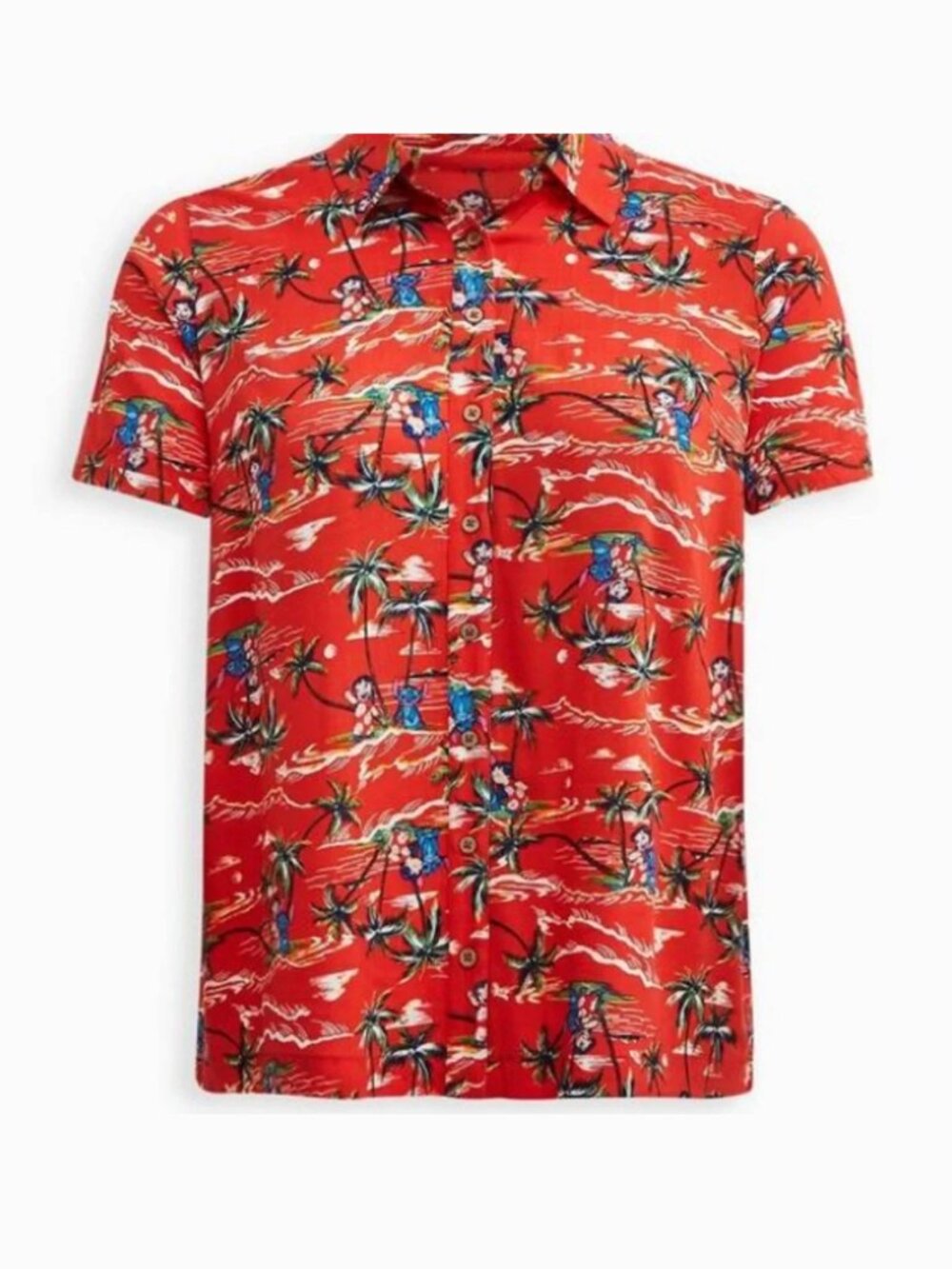 Torrid Disney Lilo & Stitch Challis Button Down Top - Orange Island Print 4X